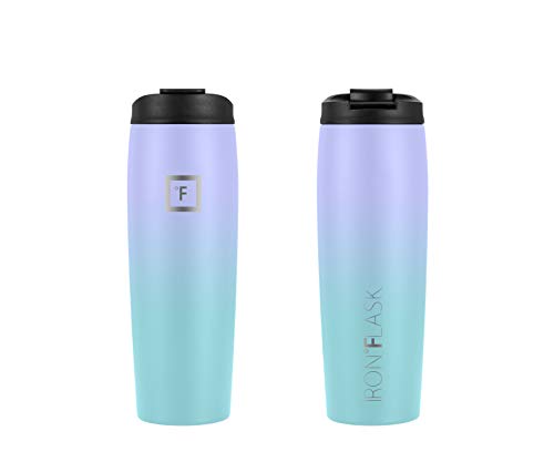 IRON °FLASK Nomad Tumbler - 2 Lids Straw/Flip, Vacuum Insulated Stainless Steel Bottle, Double Walled, Drinking Cup, Thermo Coffee Travel Mug, Water - Blue Waves, 16 Oz