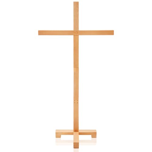 GlikCeil 58'' Extra Large Wood Cross Standing for Outdoor, Large Wall Cross Jesus Christ Catholic Crafted Supplies He Is Risen Ornaments for Wedding Home Office Communion Church