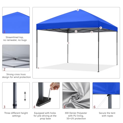 ABCCANOPY Pop Up Canopy - Outdoor Patio Portable Canopy Tent Heavy Duty for Backyard and Deck with 4 Sandbags(White, 10x10)
