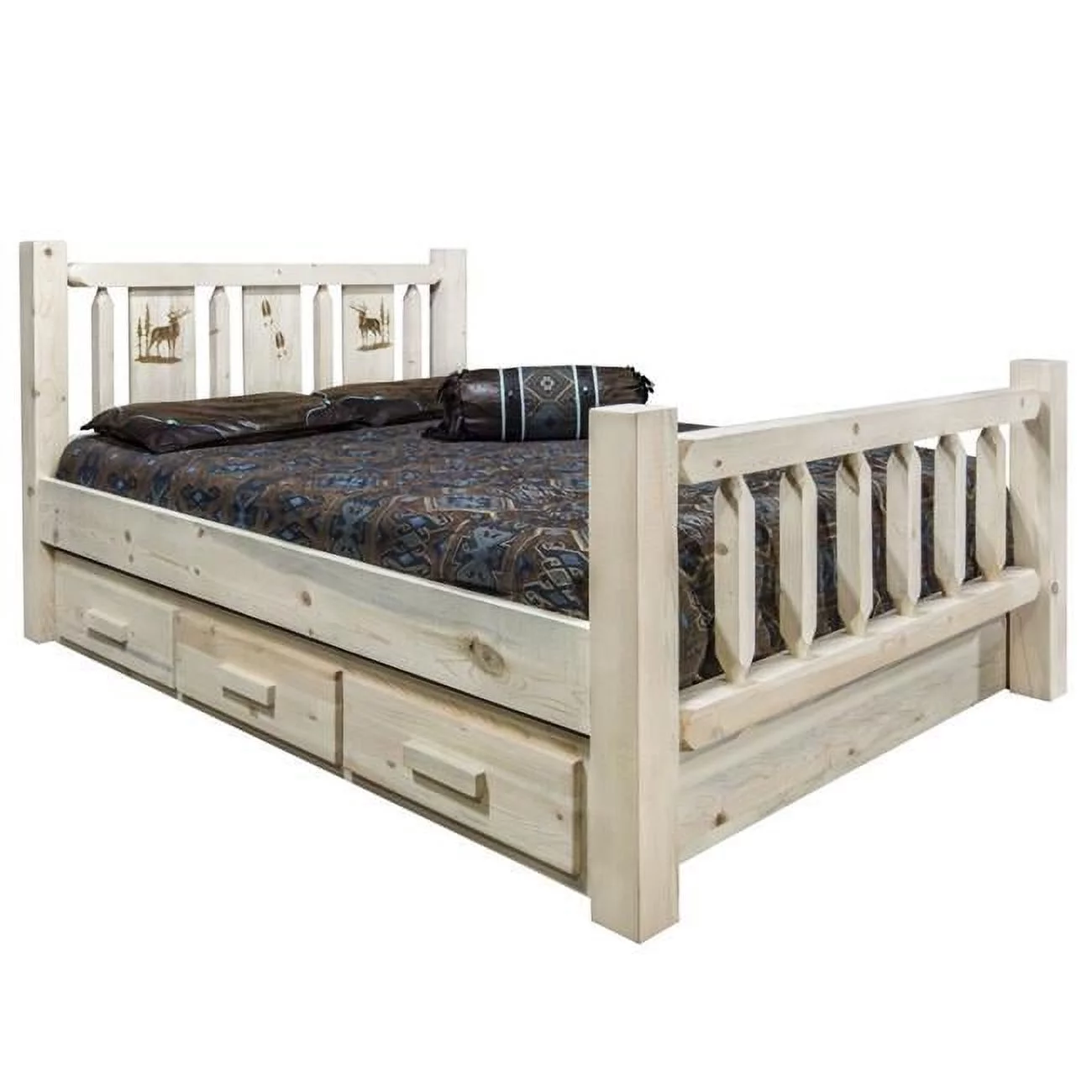 Montana Woodworks Homestead Handcrafted Solid Wood Twin Storage Bed in Natural