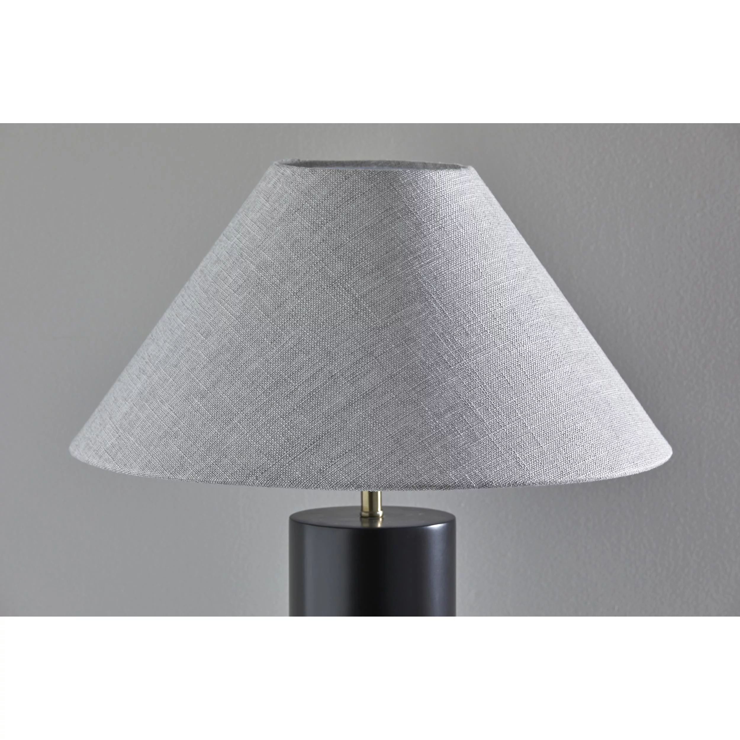 Adesso Martin Table Lamp, Black Poplar Wood with Antique Brass Accent