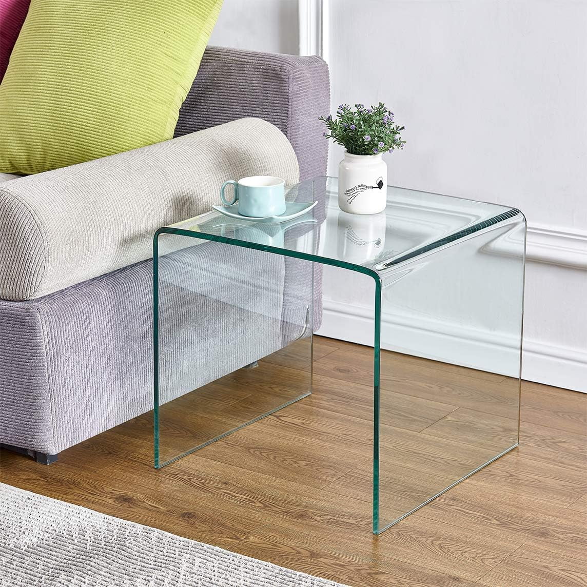 Glass End Side Table For Living Room Nightstand Bedside Table Small Coffee Table(19.7
