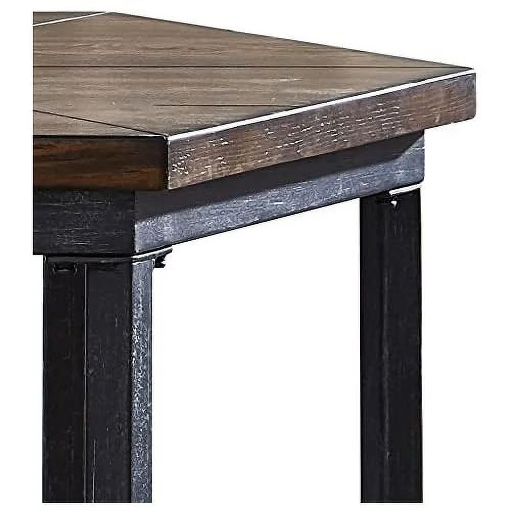Mocha Hexagonal , Iron Base, And Unique Veneer Layup Design End Table