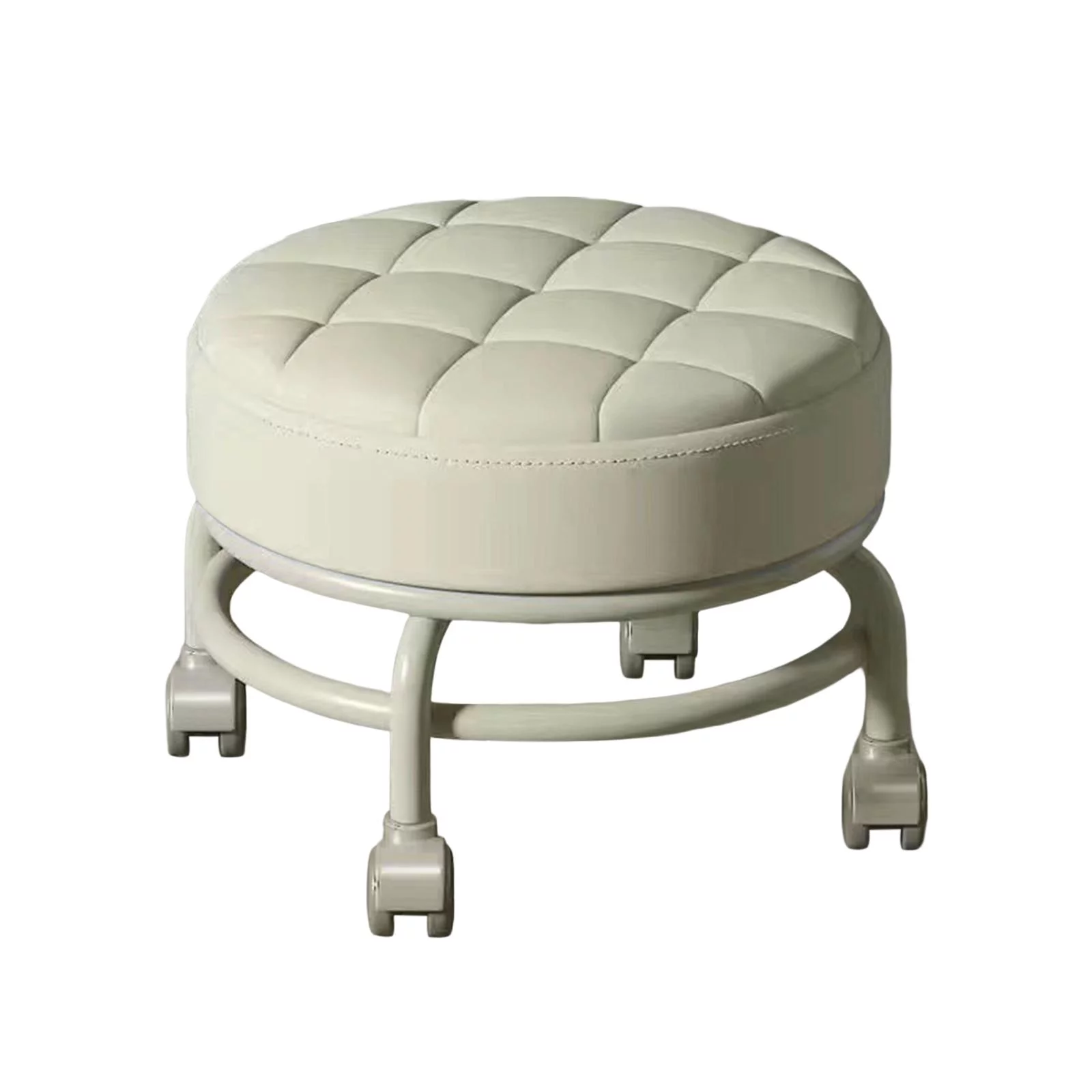 Low Roller Seat Stool Swivel Chair Low Noise Round 360 Rotating Rolling Stool Seats Universal Swivel Casters for Kids and Adult 34cm Diamter Beige