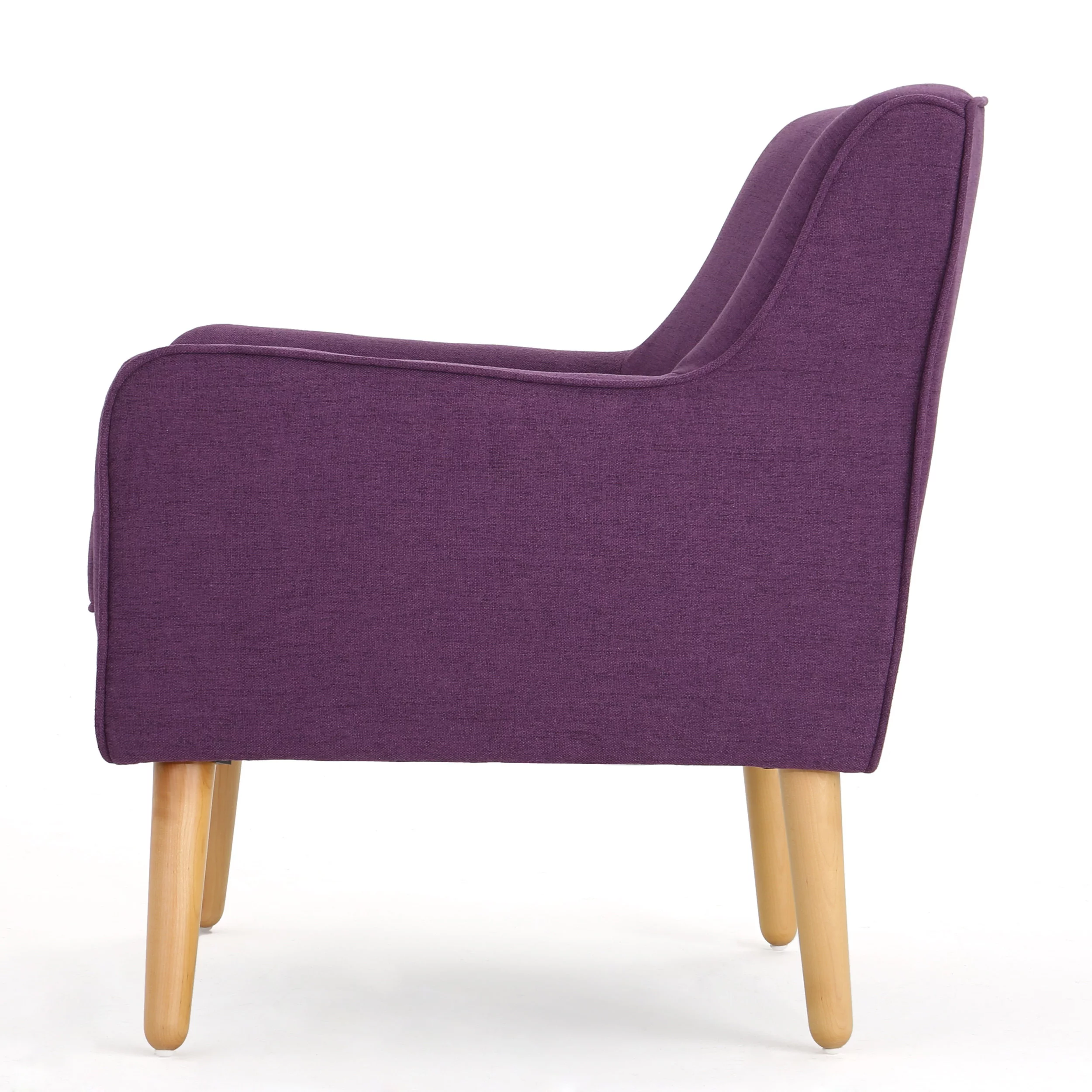 Noble House Ingrid Mid Century Fabric Arm Chair,Purple