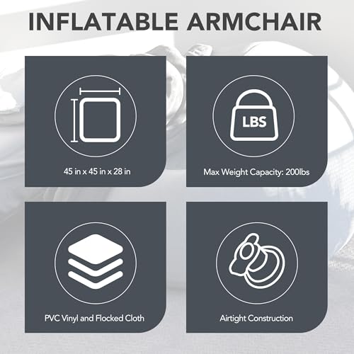 45x45x28 Inflatable Beanless Bean Bag Chair Lounge Sofa - Black