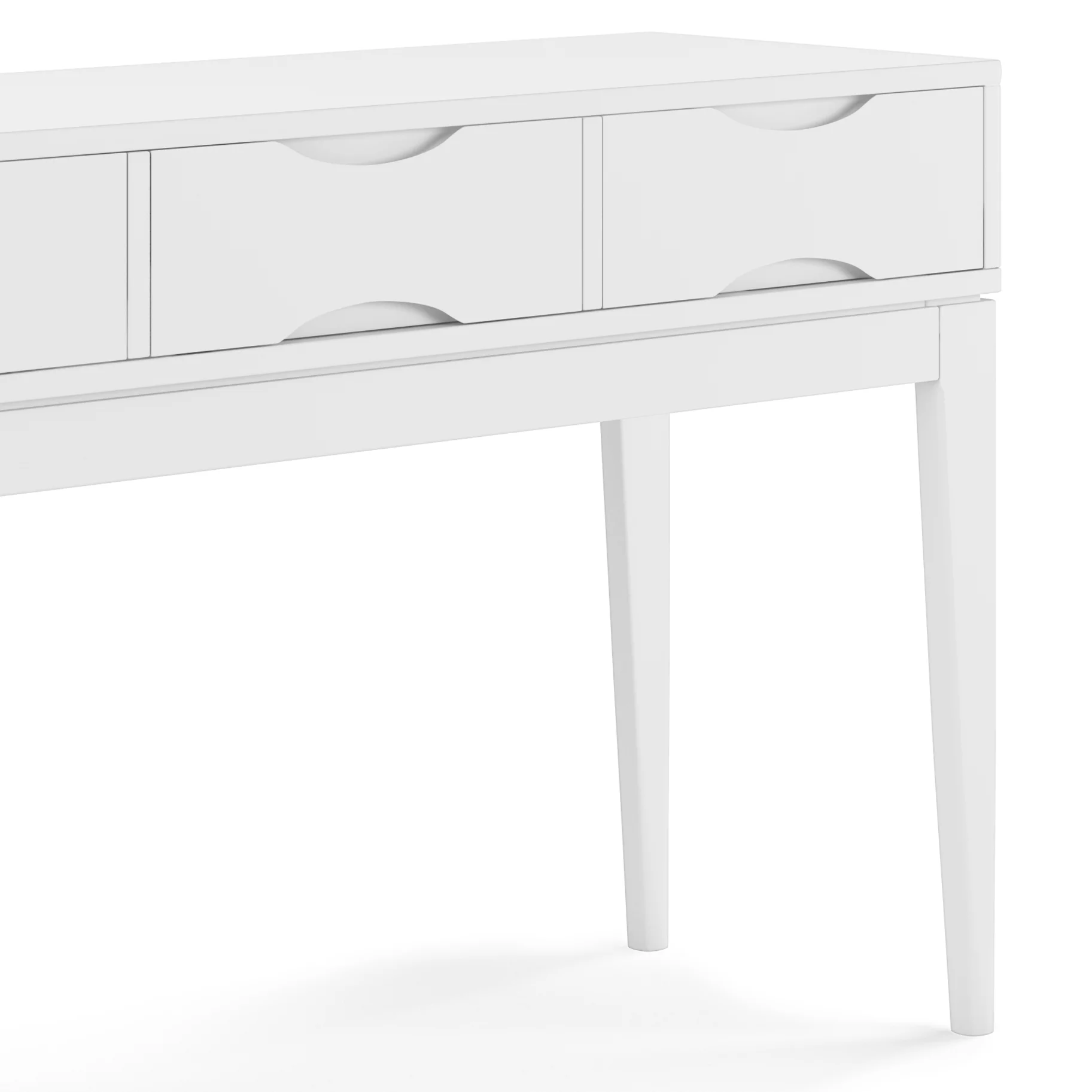 Simpli Home Harper Solid Hardwood 54 inch Wide Mid Century Modern Console Sofa Table in White