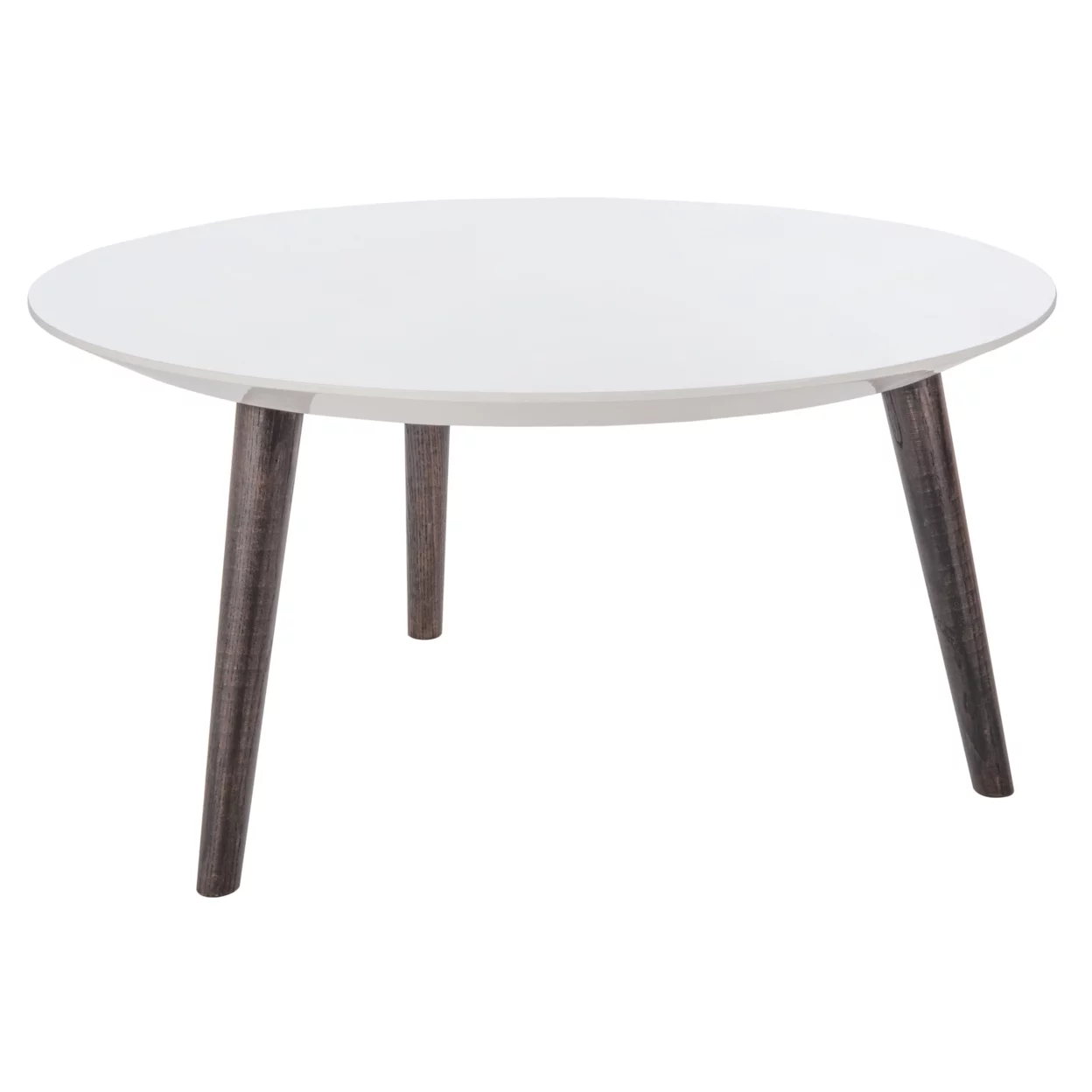 SAFAVIEH Josiah Retro Round Lacquer Accent Table White / Dark Brown