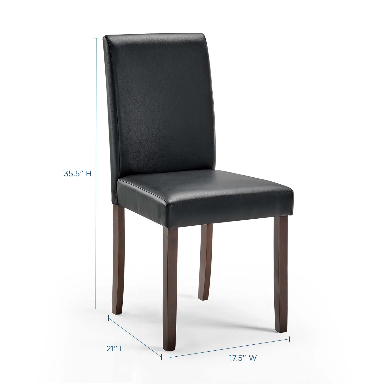 Modway Prosper Faux Leather Dining Side Chair Set of 2 in Black