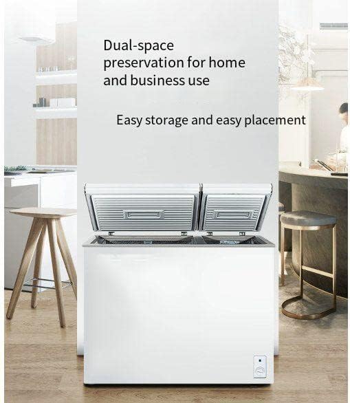 Chest Freezer 7.7 Cu.ft Double Door Deep Freezers with Removable Baskets,with 7 Temperature Settings, Perfect for Homes, Garages, Basements, RVs, White