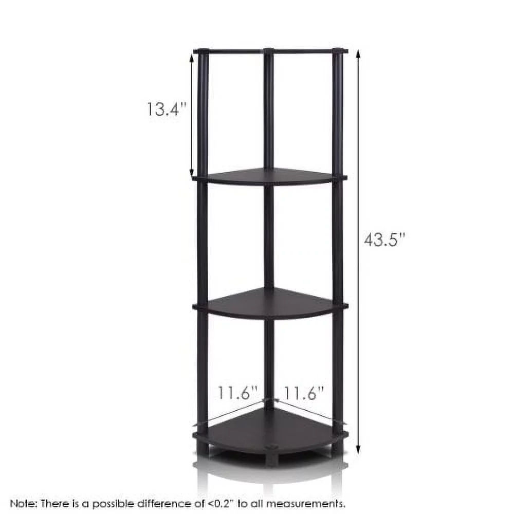 Furinno 12078EX/BK Turn-n-Tube Multipurpose 4-Tier Corner Shelf, Espresso/Black