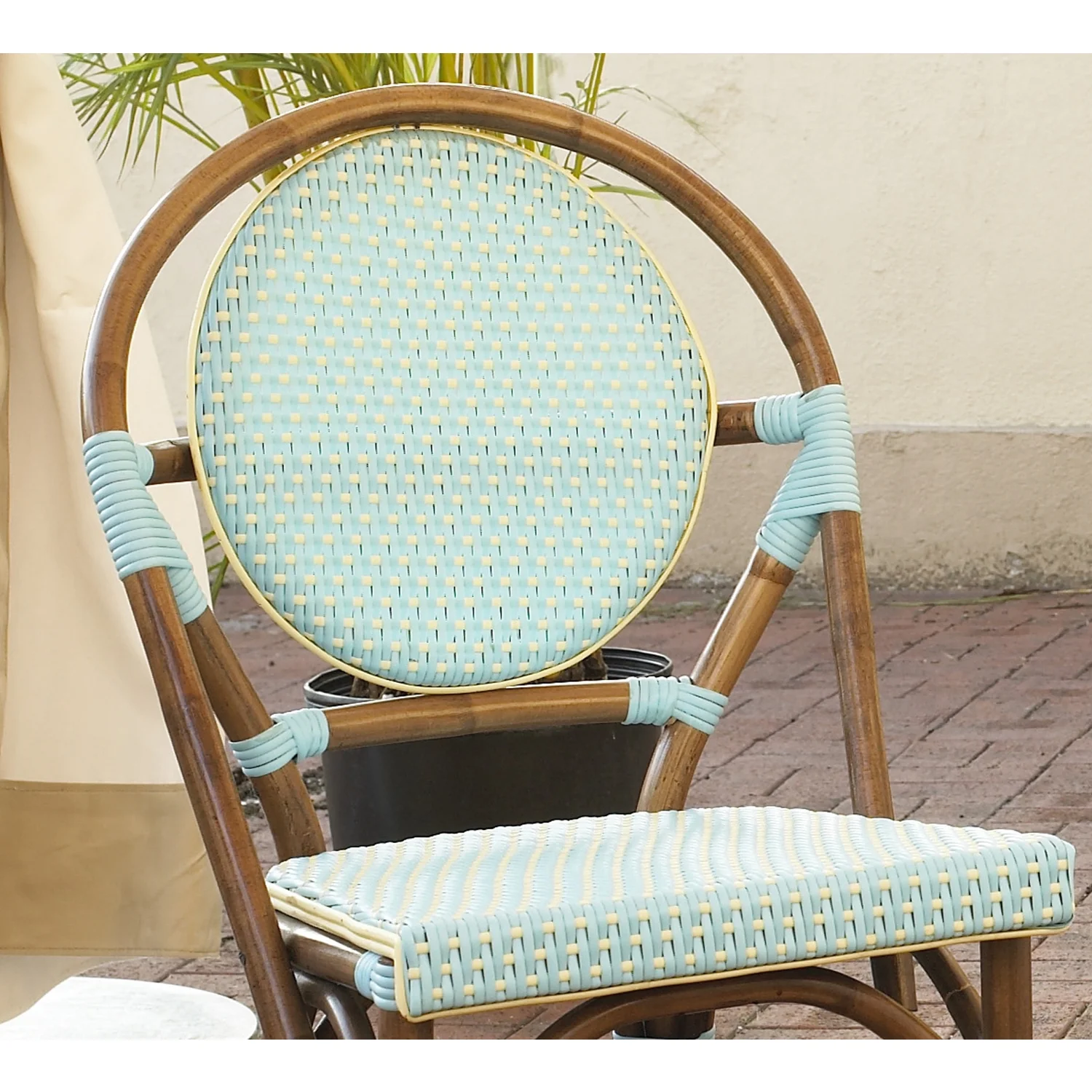 Padma's Plantation Paris Rattan Bistro Chair in Blue