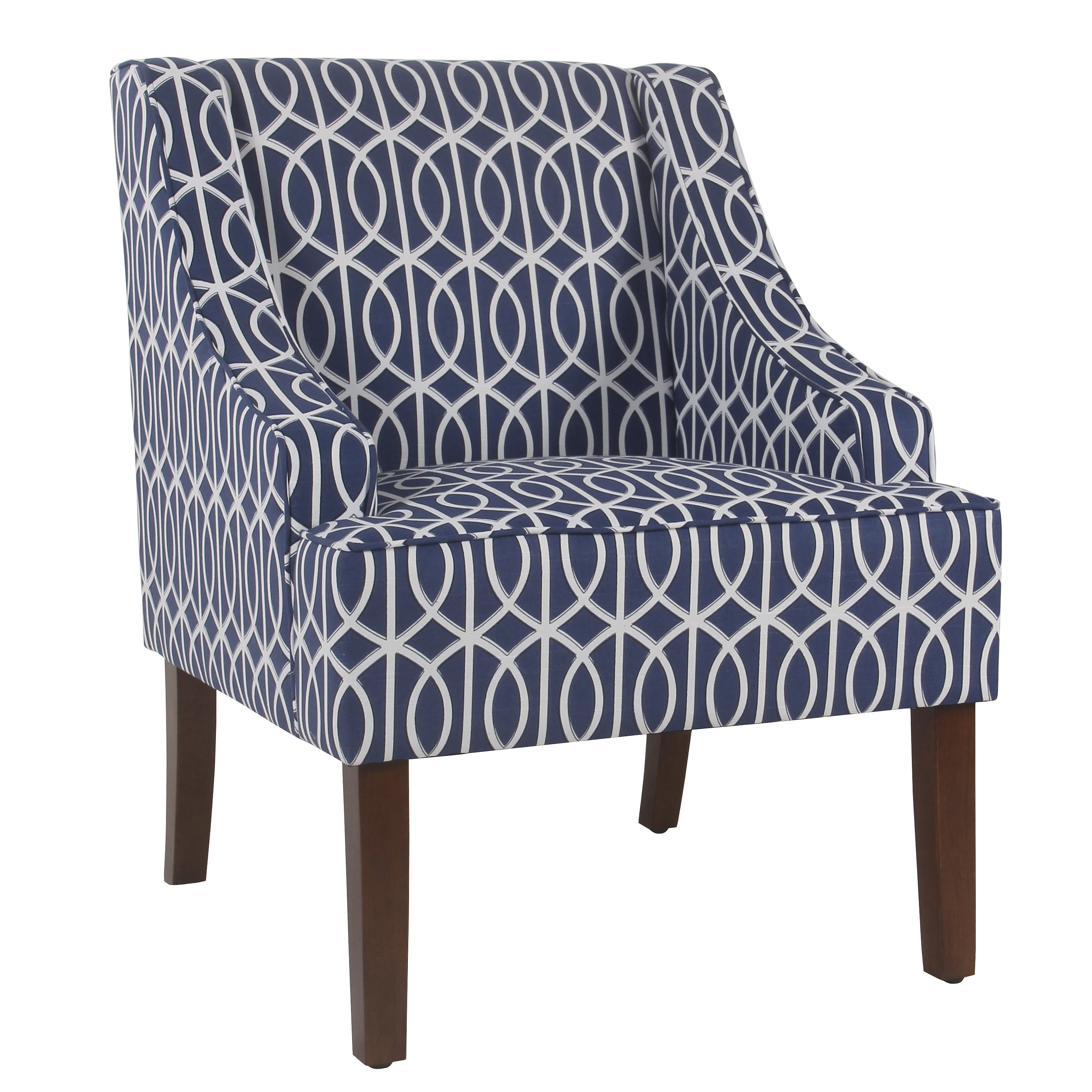 HomePop Classic Swoop Accent ArmChair - Cream and Blue Geometric