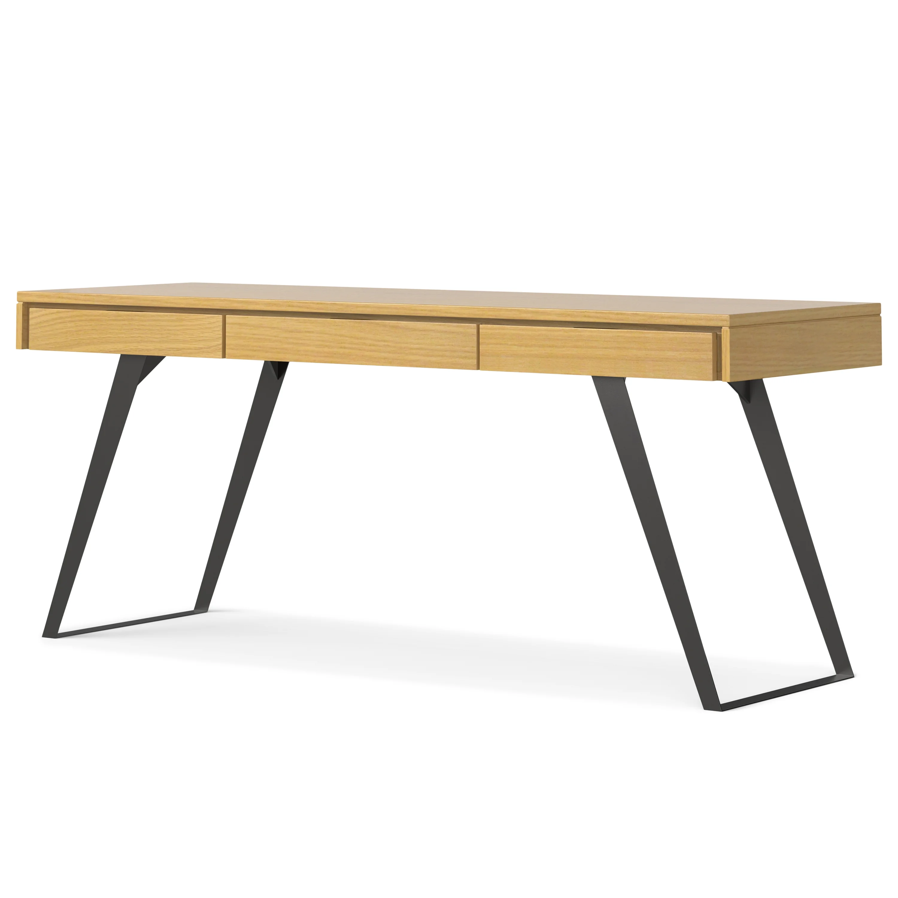 Simpli Home Lowry Modern Industrial 72 inch Wide Large Desk in Oak