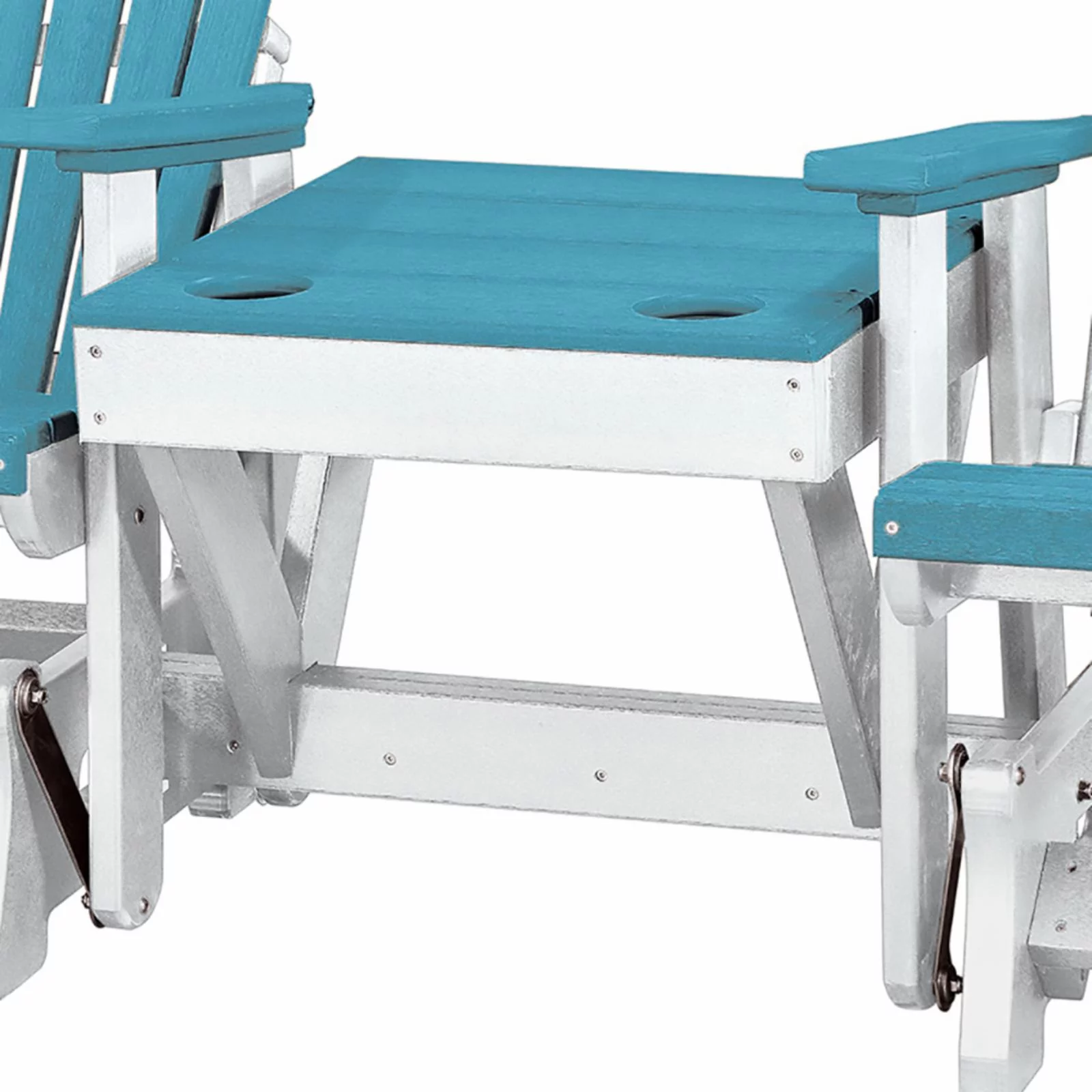 OS Home and Office Furniture Resin Double Glider w/Center Table in White/Blue