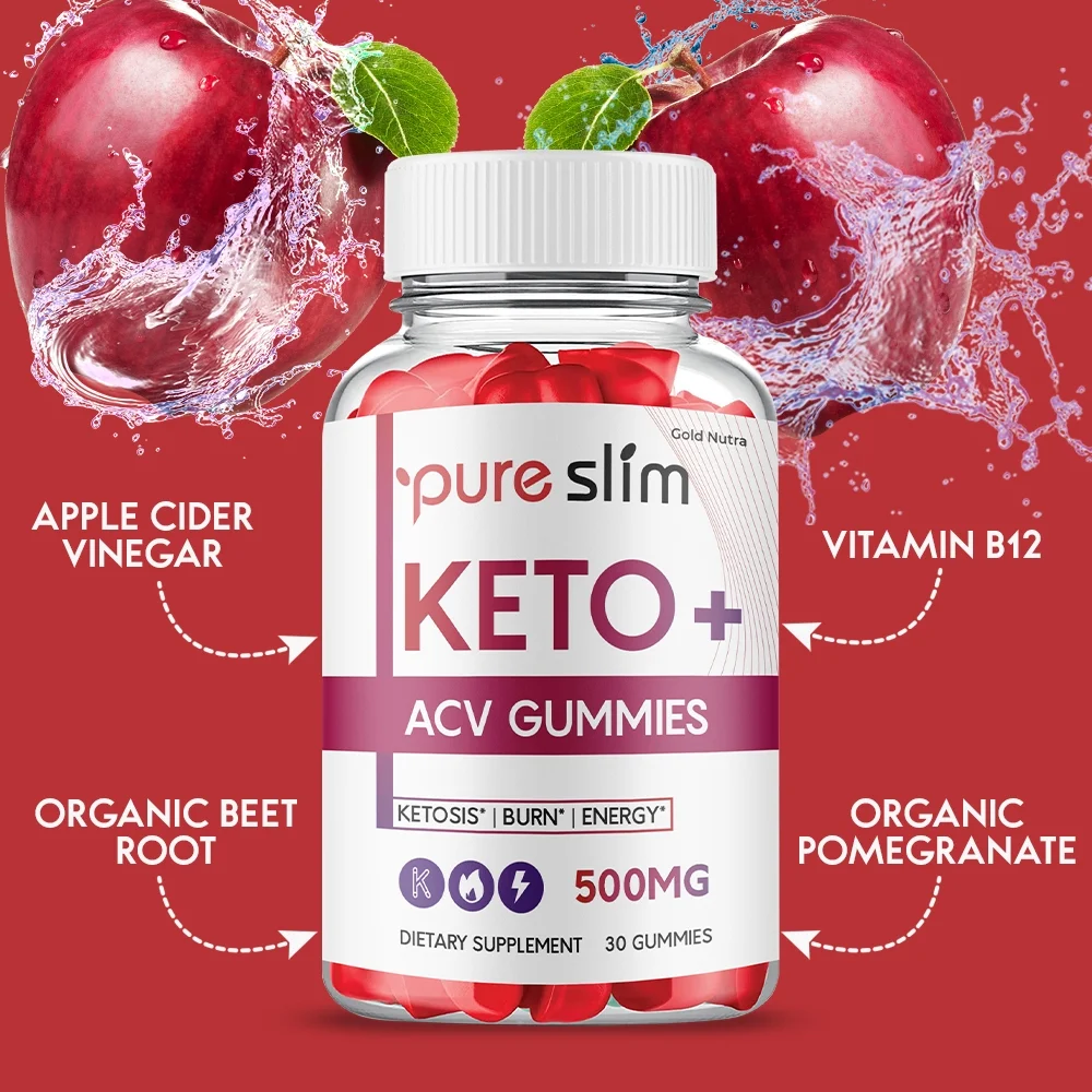 Pure Slim Keto ACV Gummies ,  Pure Slim Gummies, Apple Cider Vinegar Belly Fat Gummy Dietary Supplement Maximum Strength (2 Pack)