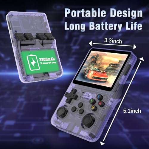 VGBUS R36S Handheld Game Console,3.5-Inch IPS Screen Retro Gaming Console,3500mAh,Built in 20000+ Games. (Black-128G(20000+ Games))