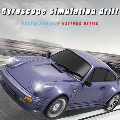 LD1899 1/18 RC Drift Car GTR R34 2.4GHz RWD with Gyroscope on-Road Alloy Body Shell Racing Cars Radio Control (Blue)