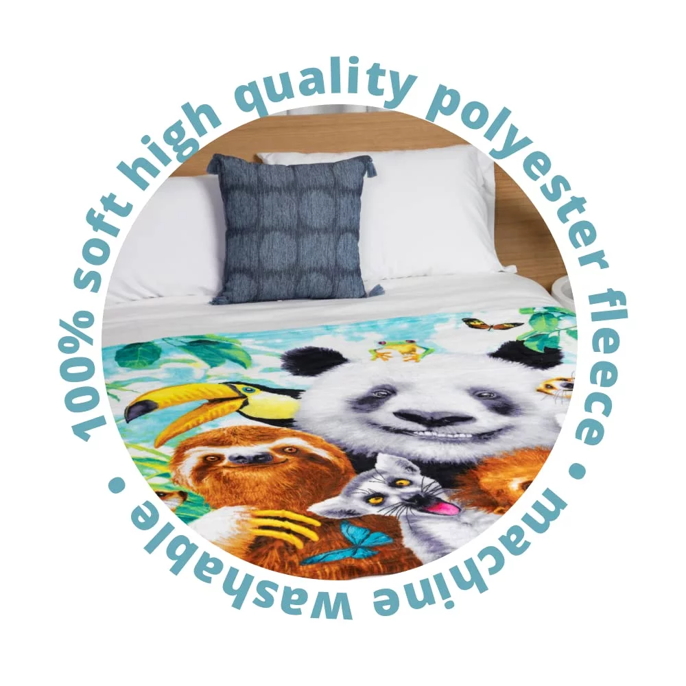 Dawhud Direct Zoo Animals Super Soft Plush Fleece Throw Blanket