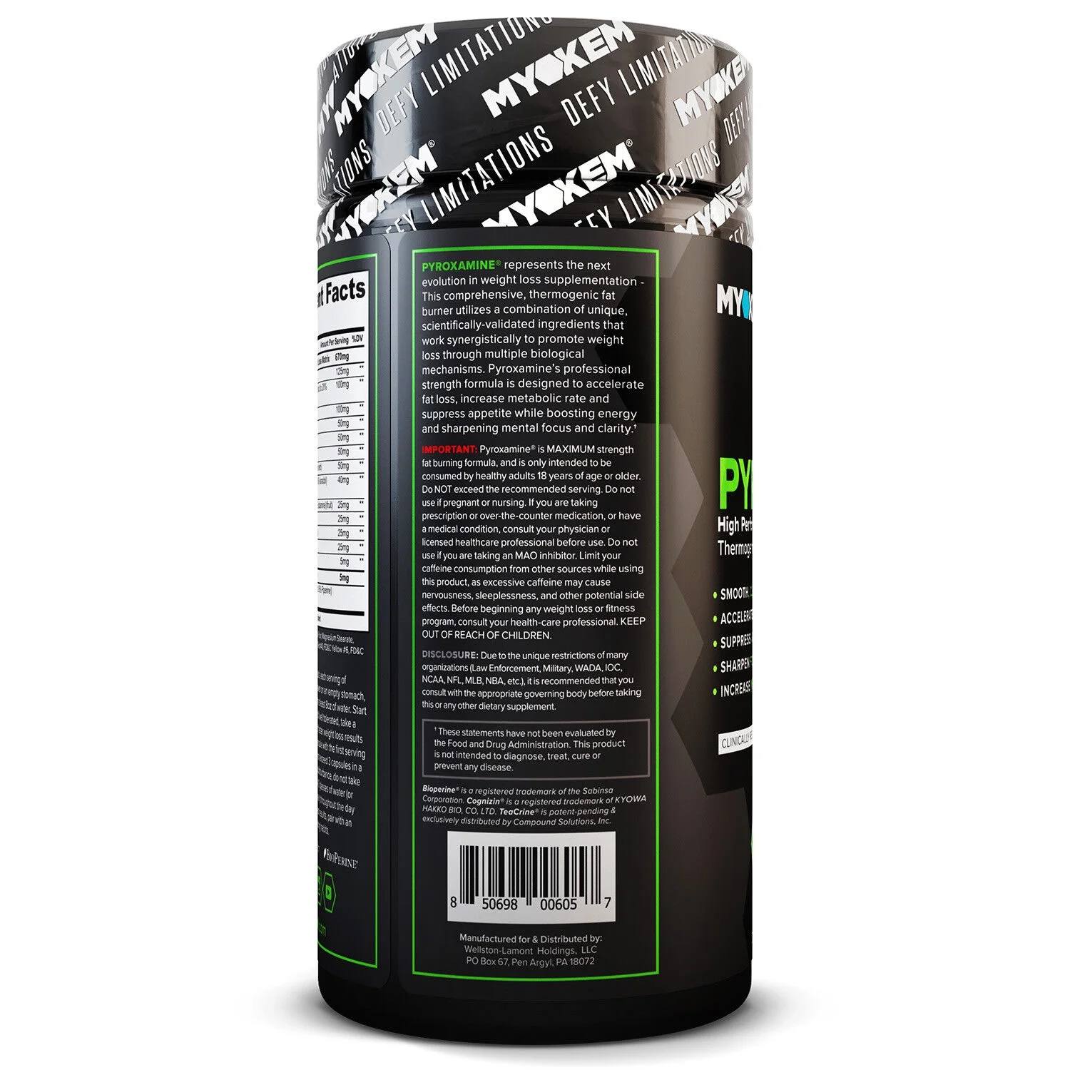 PYROXAMINE Professional Strength Fat Burner Weight Loss Diet Pill Supplement 60 Capsules