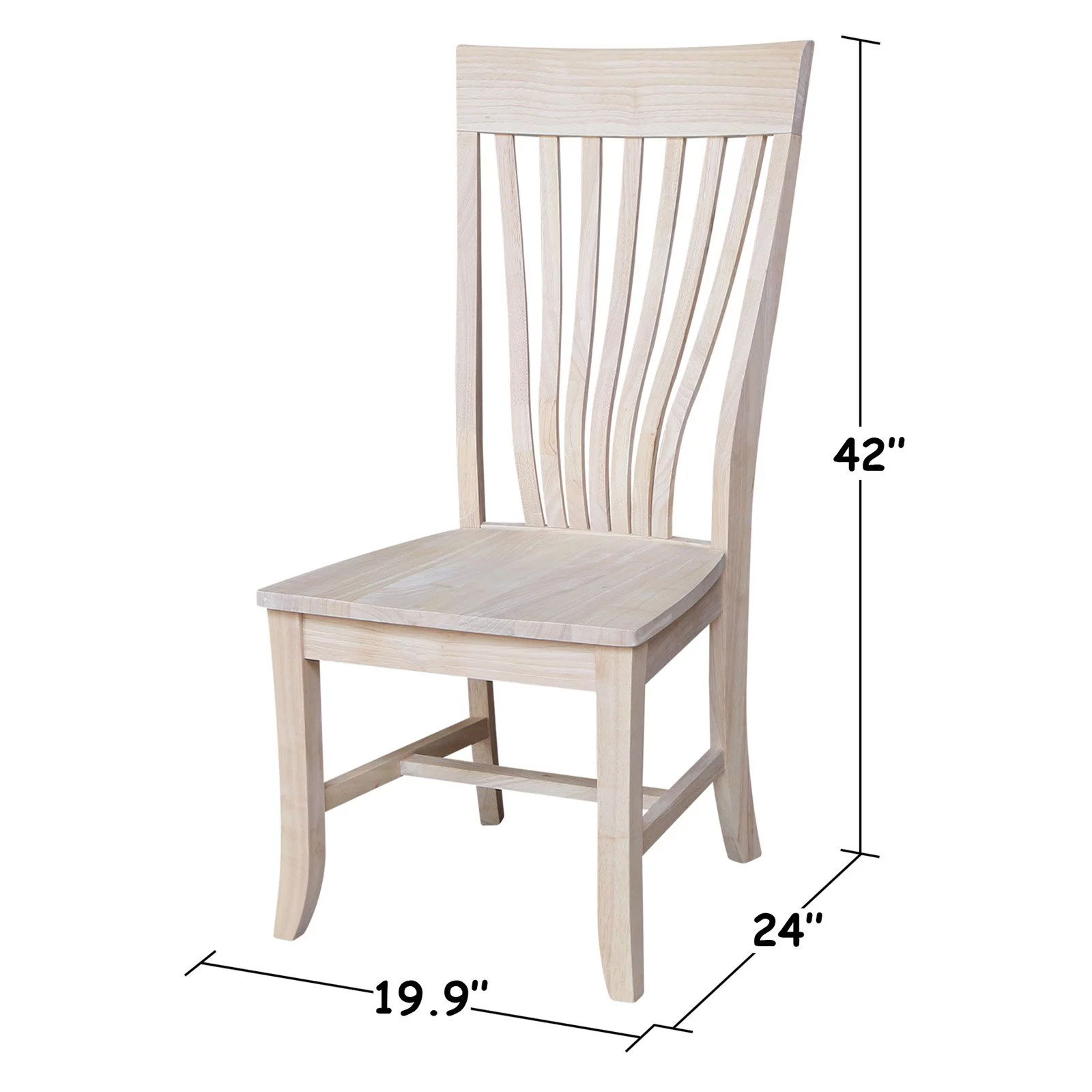 Amanda Solid Wood Chairs - Set of 2 - Unfinished