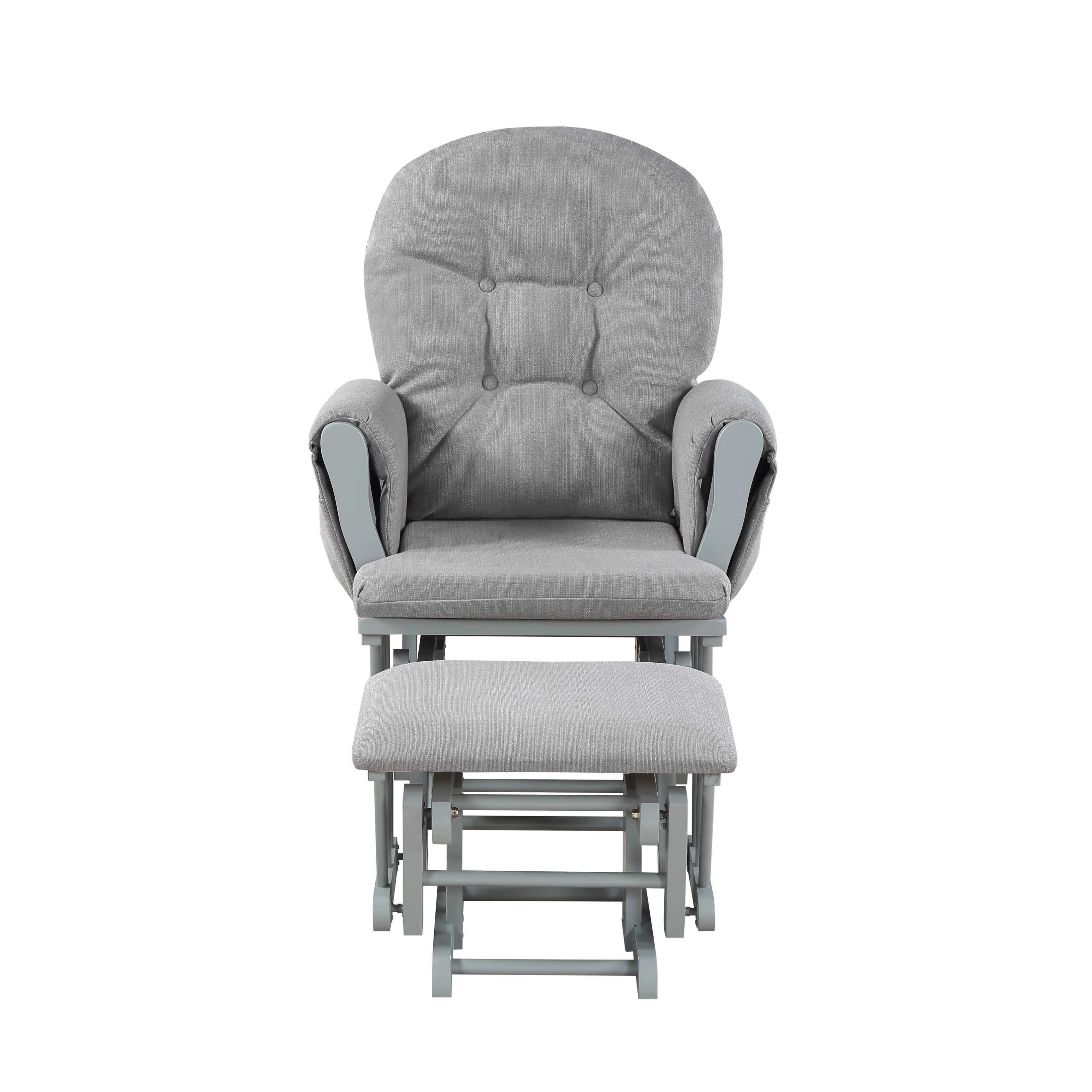 Suite Bebe Mason Traditional Wood Glider and Ottoman in Gray/Oyster