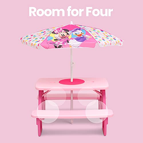Delta Children 4 Seat Activity Picnic Table with Umbrella and Lego Compatible Tabletop, PAW Patrol