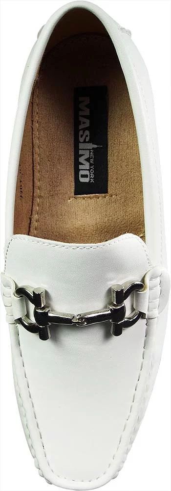 Masimo Mens Faux Faux Leather Driver Moccasins Adult Male Loafer Shoes White 8.5