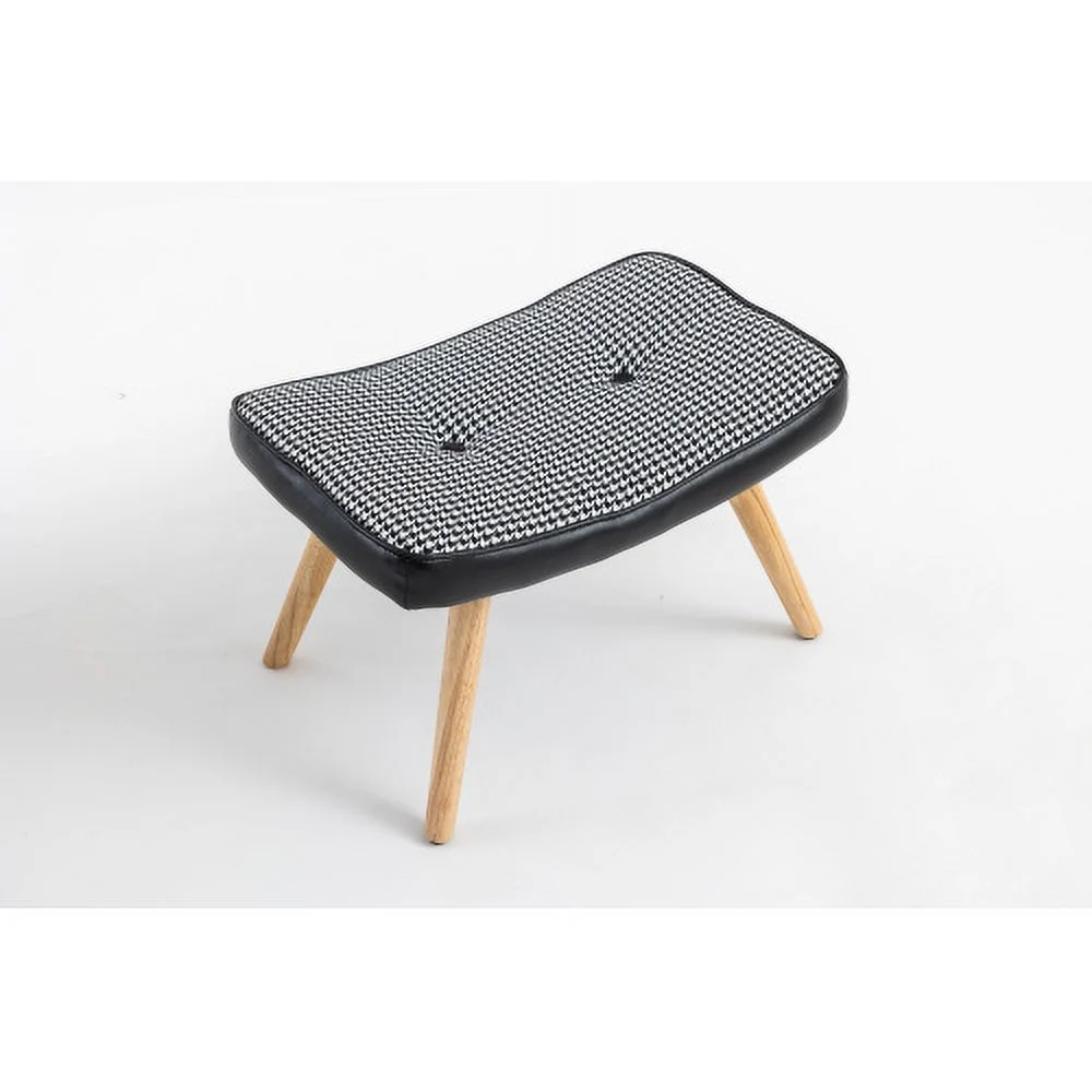 Wooden Step Ottoman,Wooden Step Stool For Adults,Square Cushion Foot Stool,Small Stool With Non-Slip Pad,Wood Stool Suitable For Bedroom, Living Room And Kitchen (Black)