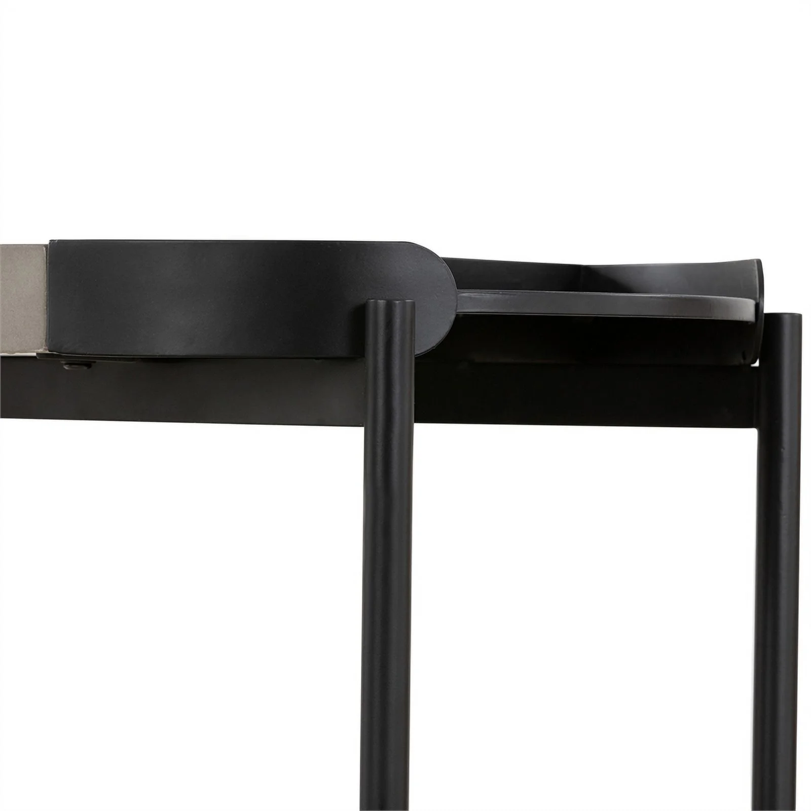 Maklaine Modern Metal/Concrete Stone Console Table in Gray/Black