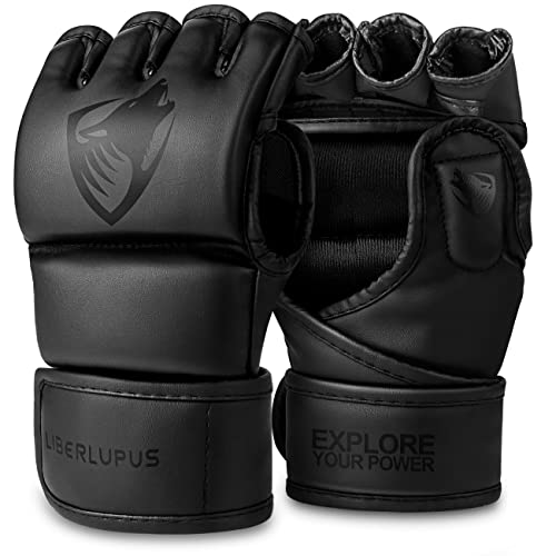 LIBERLUPUS MMA Gloves for Men & Women – Hybrid & Open Palm Designs for Sparring, Training, Kickboxing, Muay Thai, and Grappling – Knuckle Protection & Wrist Support for Flexibility and Control