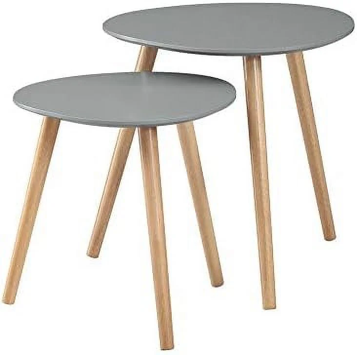 KHBIULIFE Oslo Nesting End Tables  Gray / Light Oak