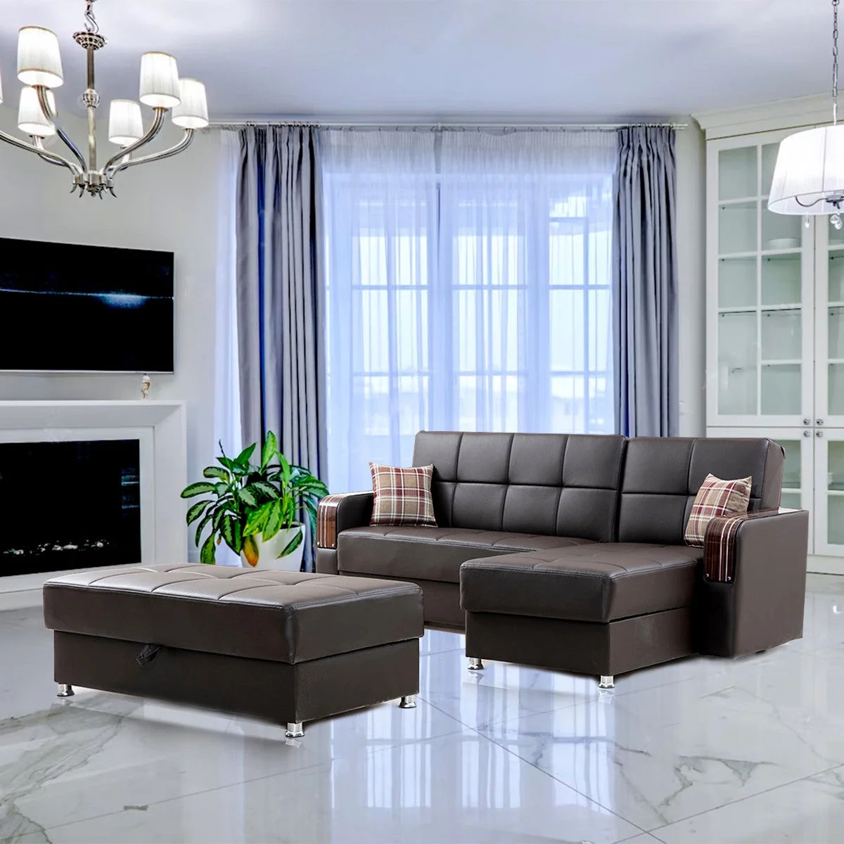 London Brown Reversible Sectional Sofa
