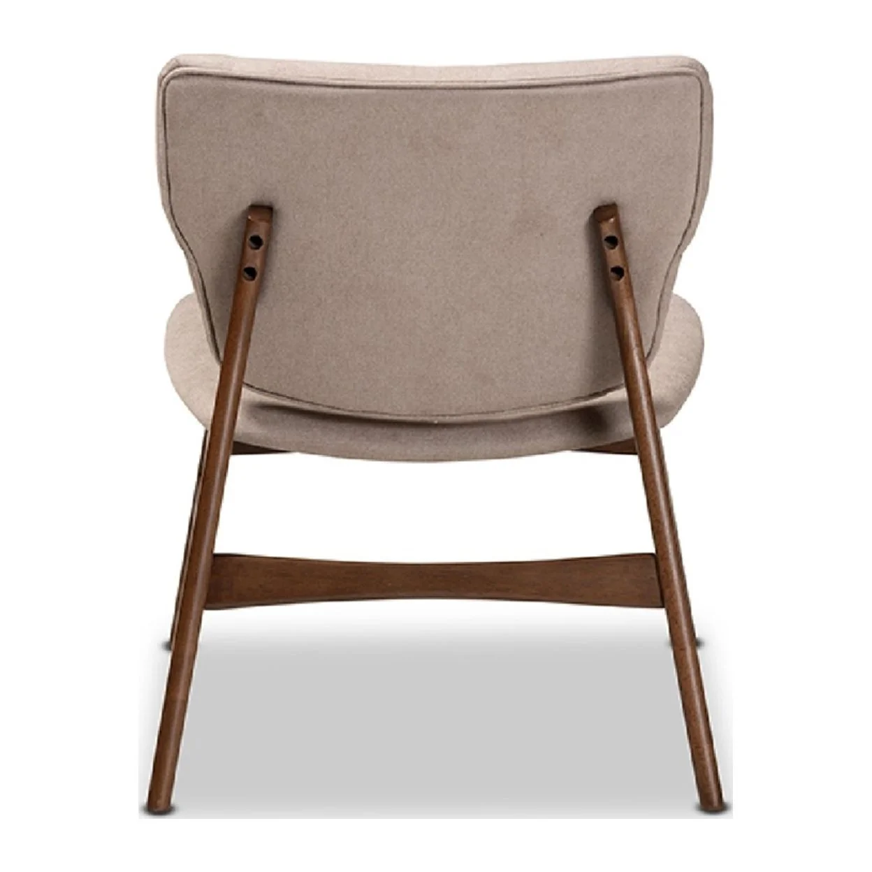 Baxton Studio Benito Mid-Century Modern Transitional Beige Fabric Upholstered and Walnut Brown Finished Wood Accent
