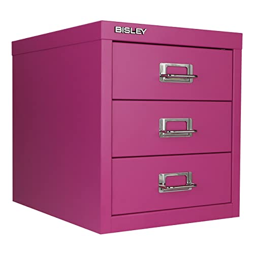 Bisley 10-Drawer Steel MultiDrawer Cabinet - Black, Chrome Pull Handles with Label Holders, Powder-Coated Steel, Removable Drawers, Fits Under Most Desks, Labels Included