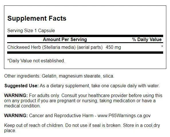 Swanson Chickweed Herb 450 mg 180 Capsule