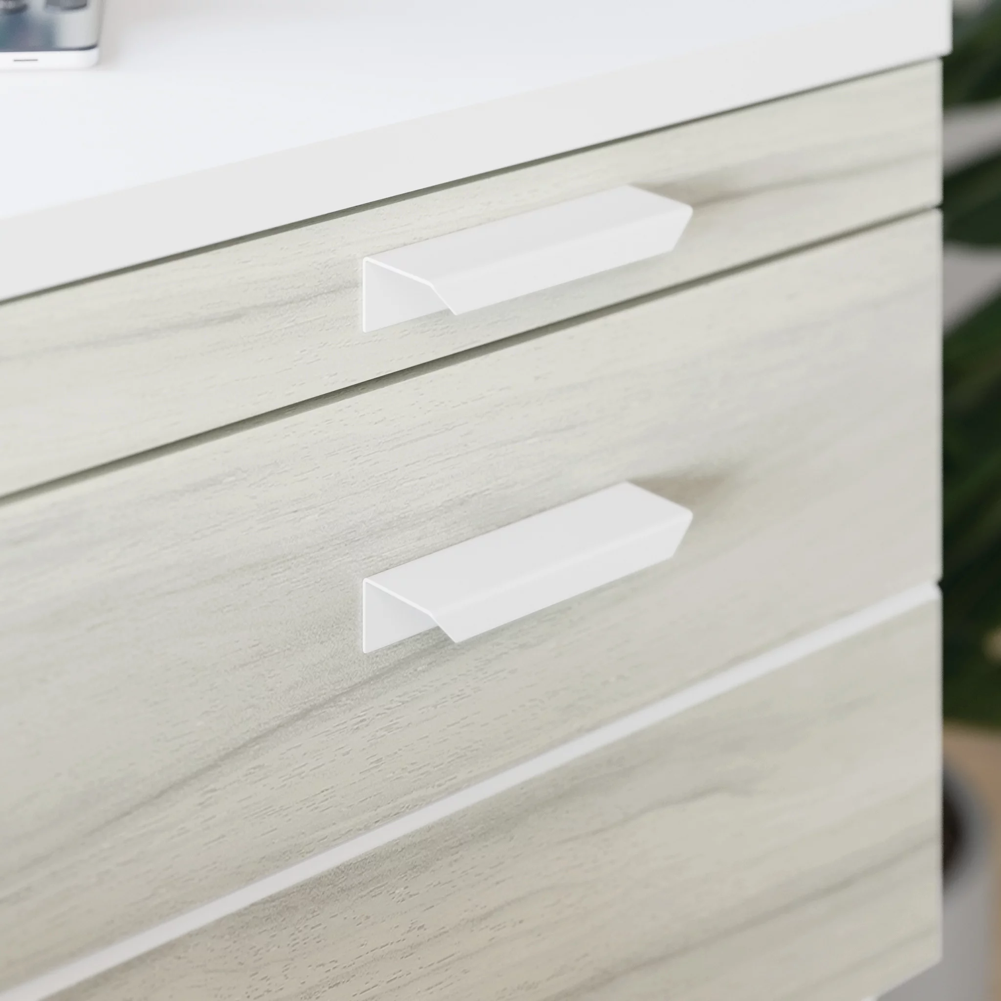 Sauder Boulevard Cafe, Side Table With Pull Out Tray and Drawer, White Finish