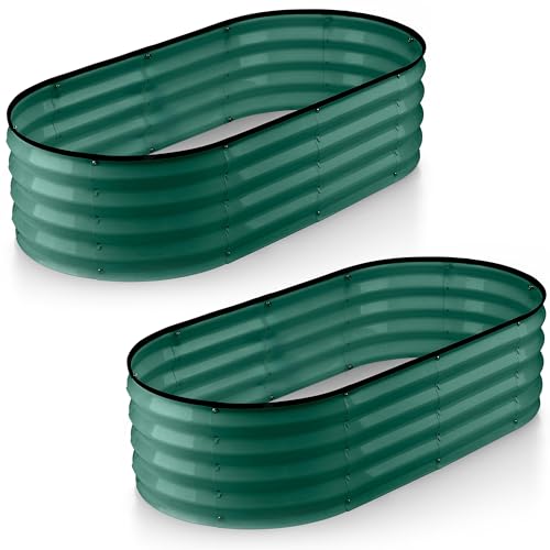 Galvanized Raised Garden Beds Outdoor // 4×2×1 ft Planter Raised Beds for Gardening, Vegetables, Flowers // Large Metal Garden Box (Silver) // Patented Tool-Free Design