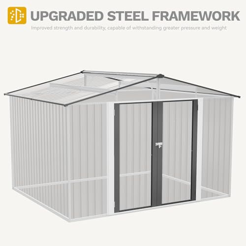 DWVO 6x4ft Storage Shed for Outdoors, Metal Sturdy Weatherproof Tool Locker with Secure Door and Ventilation for Equipment, Mowers, Bikes, Outdoor Spaces, Dark Gray