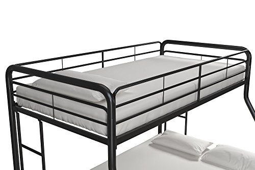 DHP Twin-Over-Futon Convertible Couch and Bed with Metal Frame, Ladder and Guardrails - Black