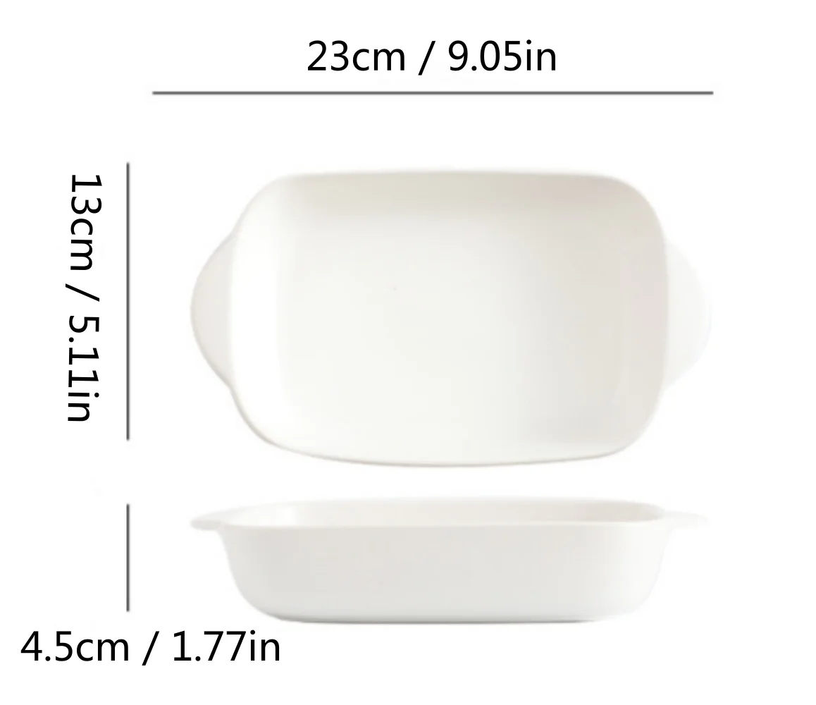 Small Ceramic Baking Dish Pan, Dingrich 9 x 5inches Mini Casserole Dishes with Handles, 2 Pcs Rectangular Baking Pans Porcelain Bakeware Set Dish Set for Oven Cooking, White