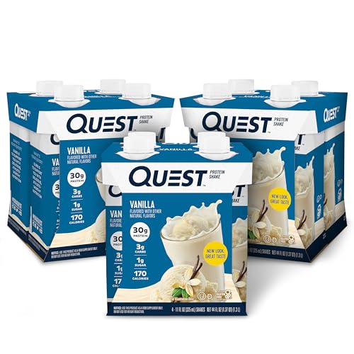 Quest Nutrition Ready to Drink Salted Caramel Protein Shake, 30g Protein, 3g Net Carbs, Gluten Free, Keto Friendly, 11 fl.oz 4 Count(Pack of 3)