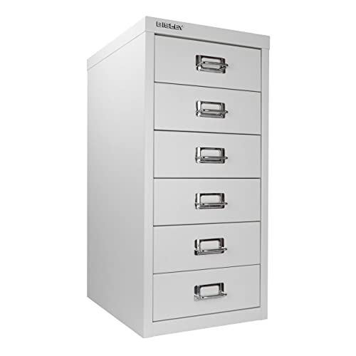 Bisley 10-Drawer Steel MultiDrawer Cabinet - Black, Chrome Pull Handles with Label Holders, Powder-Coated Steel, Removable Drawers, Fits Under Most Desks, Labels Included