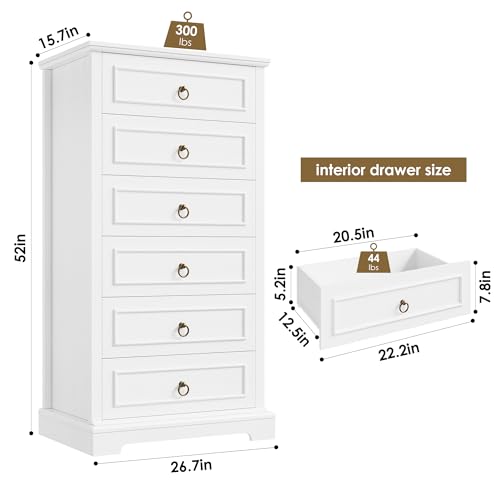 HOSTACK 6 Drawer Dresser for Bedroom, 52