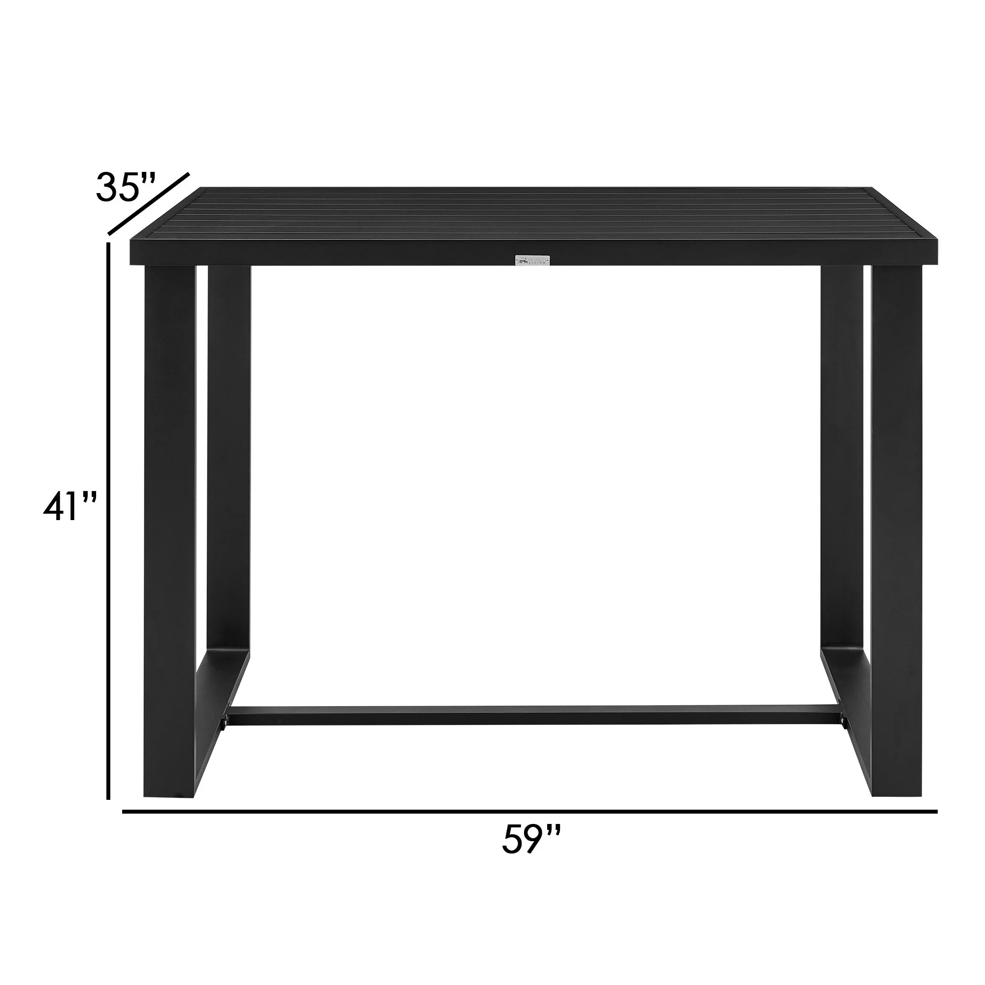 Benjara BM295634 59 in. Troy Rectangular Tabletop Patio Bar Height Dining Table, Black