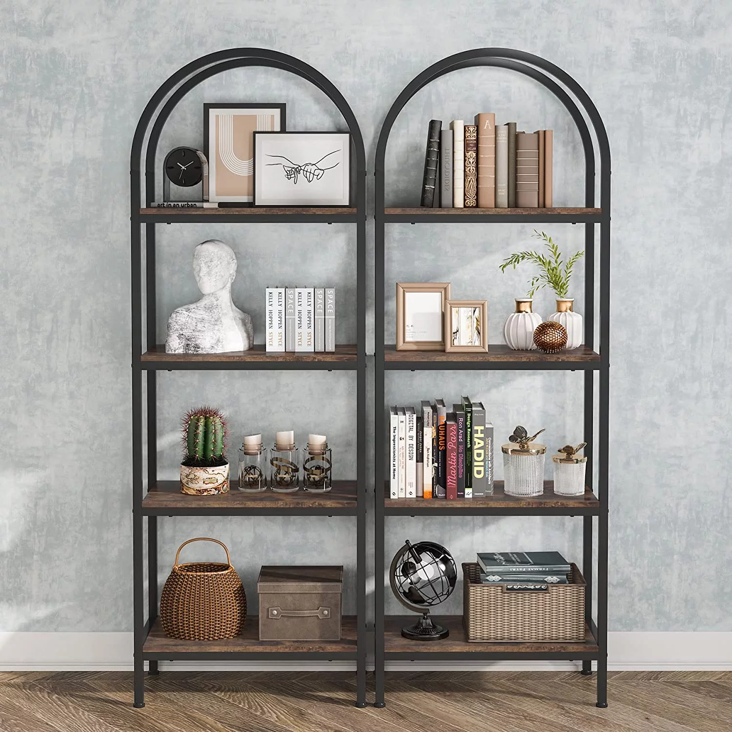 4-Tier Open Bookshelf Set of 2, 70.8