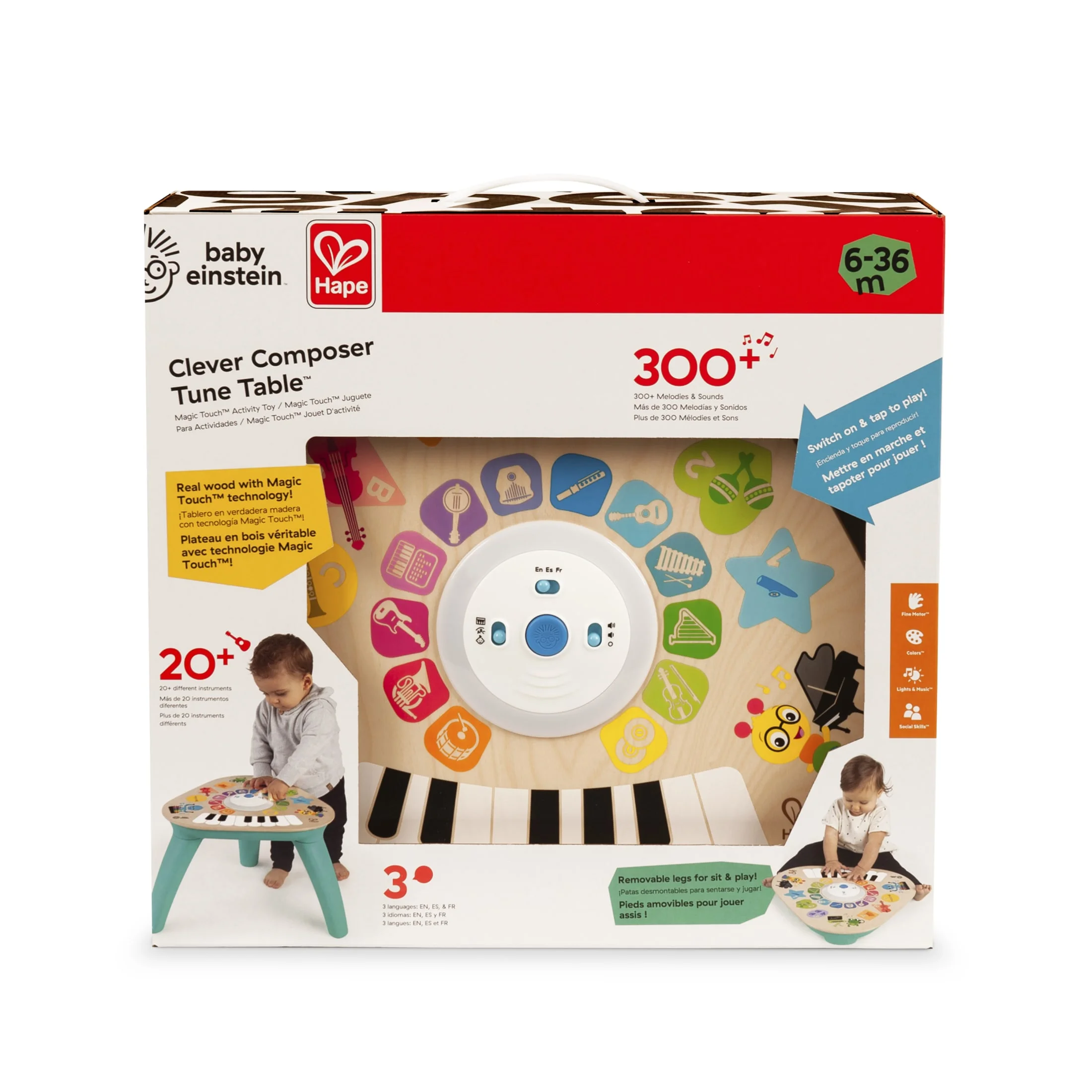 Baby Einstein Clever Composer Tune Table Magic Touch Electronic Wooden Activity Toddler and Baby Toy, Ages 6 months +