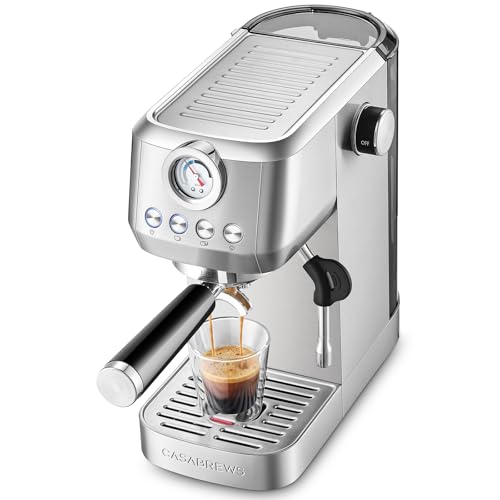 CASABREWS 3700 Gense Espresso Machine 20 Bar, Stainless Steel Espresso Maker With Steam Milk Frother, Coffee Machine Cappuccino Latte Machine With 43.9 oz Removable Water Tank