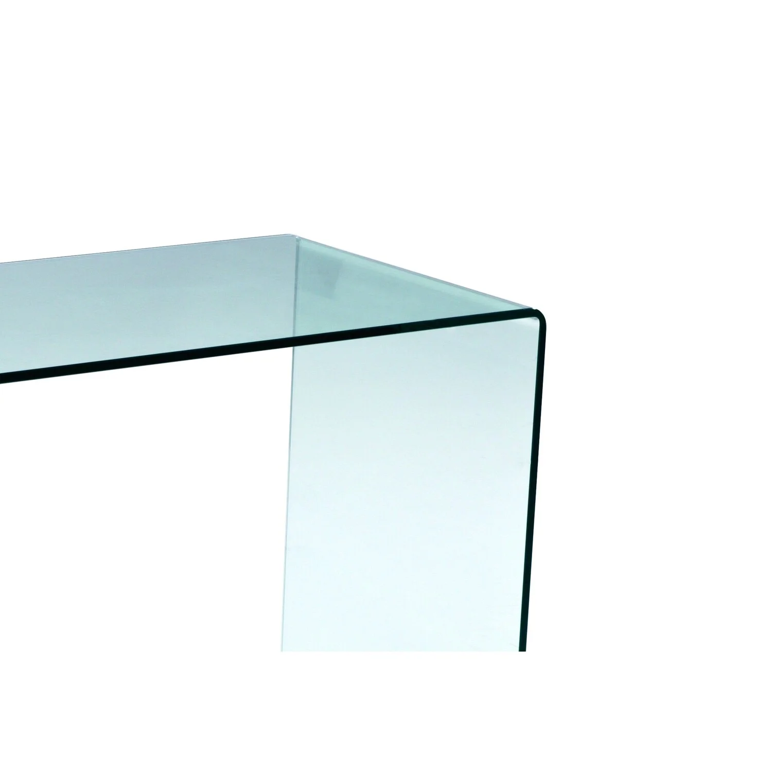 Kyo 43 Inch Tempered Glass Computer Desk - U Shaped - Slim Surface - Clear