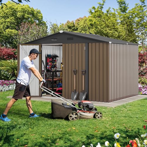 DWVO 6x4ft Storage Shed for Outdoors, Metal Sturdy Weatherproof Tool Locker with Secure Door and Ventilation for Equipment, Mowers, Bikes, Outdoor Spaces, Dark Gray